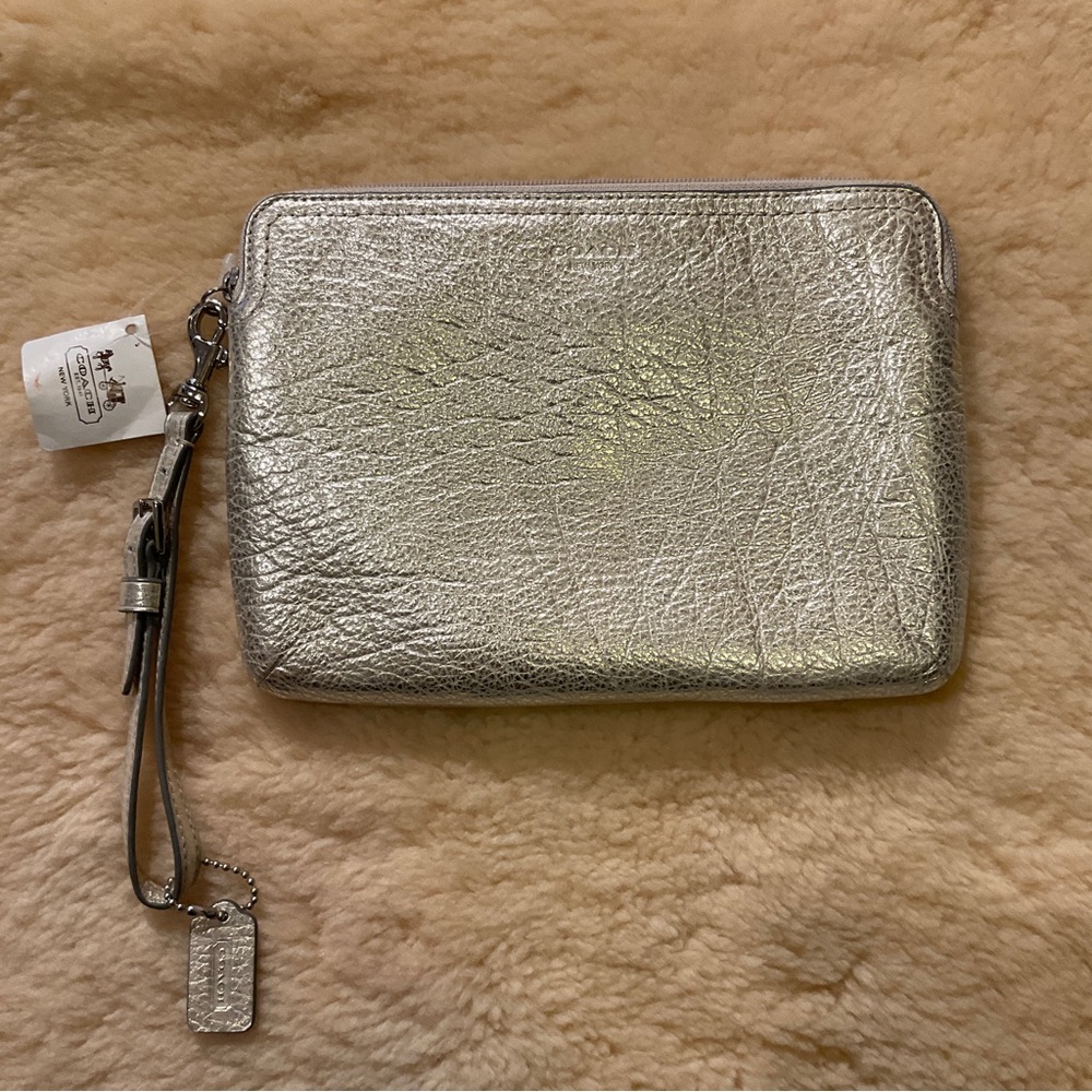 Coach metallic champagne/gold wristlet